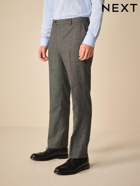 Charcoal Grey Regular Fit Trimmed Textured Suit Trousers (Q62871) | € 67