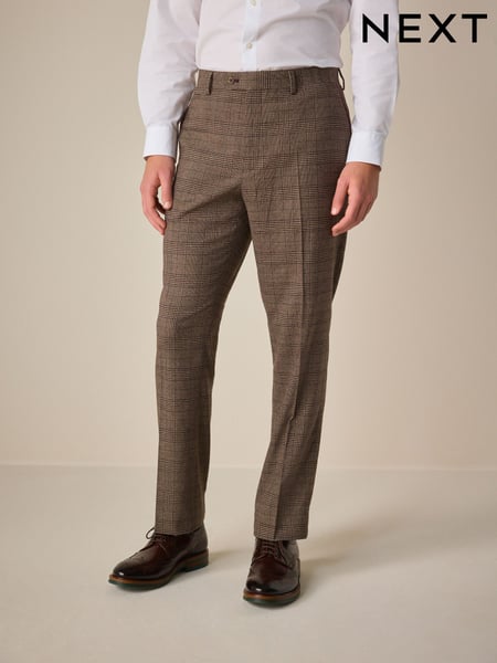 Neutral Regular Fit Trimmed Check Suit Trousers (Q62993) | € 75