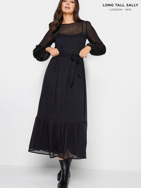 Long Tall Sally Black Dobby Tiered Dress (Q63425) | € 12