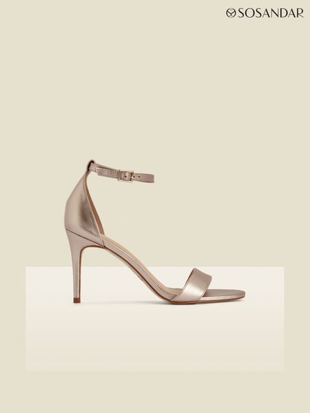 Sosandar Gold Leather Barely There High Heel Sandals (Q64530) | € 123