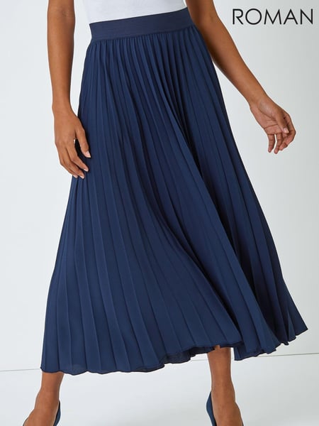 Roman Blue Pleated Maxi Skirt (Q65155) | € 50