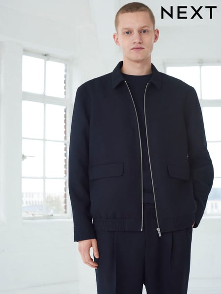 Navy Blue EDIT Textured Blouson Jacket (Q65849) | € 17