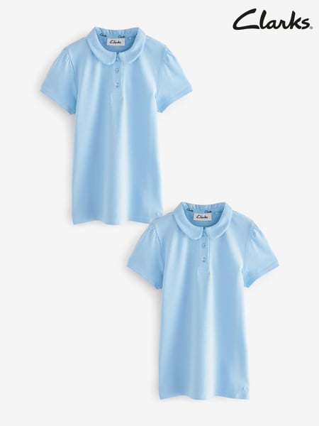 Clarks Blue Girls Short Sleeve School Shirts 2 Pack (Q66205) | € 19 - € 28
