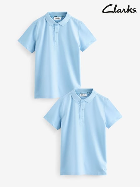 Clarks Blue Boys Short Sleeve School Polo Shirts 2 Pack (Q66206) | € 19 - € 30