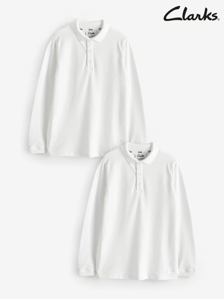 Clarks White Boys 100% Cotton Polo Shirts 2 Pack (Q66221) | € 22 - € 33