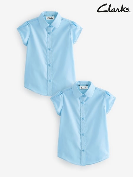 Clarks Blue Short Sleeve Girls School Shirts 2 Pack (Q66225) | € 22 - € 33