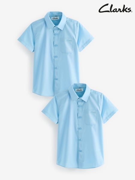 Clarks Blue Short Sleeve Clarks Boys School Shirts 2 Pack (Q66228) | € 11 - € 15