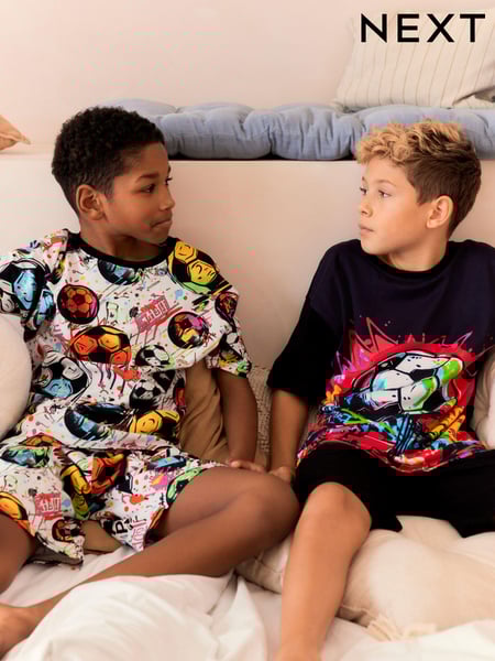 Black/Pink Football Short Pyjamas 2 Pack (3-16yrs) (Q66495) | € 16 - € 22