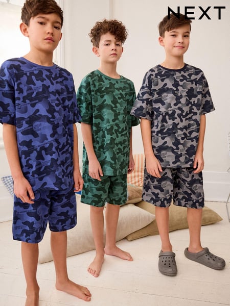 Blue/Grey/Green Camouflage Short Pyjamas 3 Pack (3-16yrs) (Q66653) | € 35 - € 45