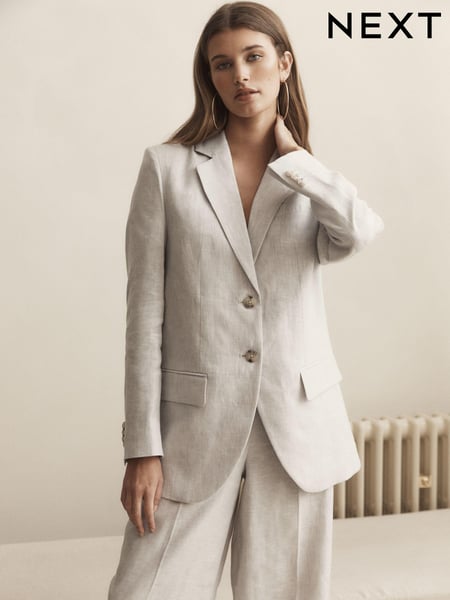 Grey Linen Single Breasted Blazer (Q67001) | € 28