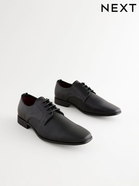 Black Slim Square Embossed Derby Shoes (Q67094) | € 52