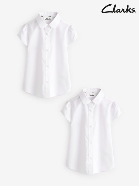 Clarks White Short Sleeve Girls School Shirts 2 Pack (Q67297) | € 22 - € 33