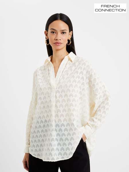 French Connection Cream Geo Burnout Popover Shirt (Q67399) | € 74