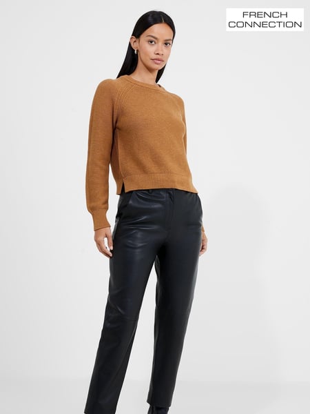 French Connection Black Leather Connie Trousers (Q67410) | € 348