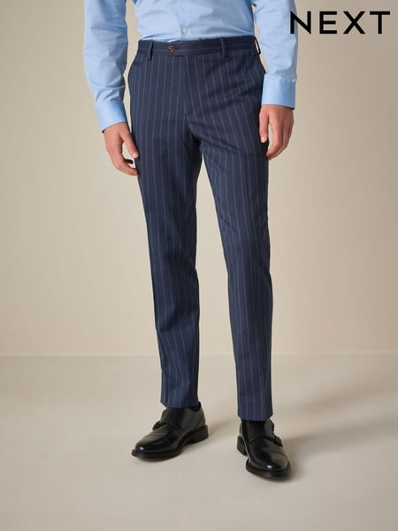 Blue Tailored Fit Trimmed Stripe Suit Trousers (Q67503) | € 75