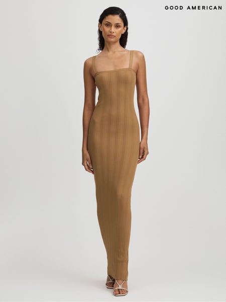 Good American Tan Good American Plisse Maxi Dress (Q67863) | € 260