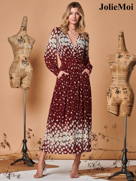 Jolie Moi Red Symmetrical Print Mesh Maxi Dress (Q69321) | € 29