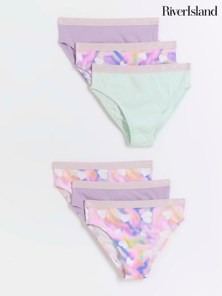 River Island Purple Girls Multipack of 6 Tie-Dye Briefs (Q69684) | € 19 - € 23