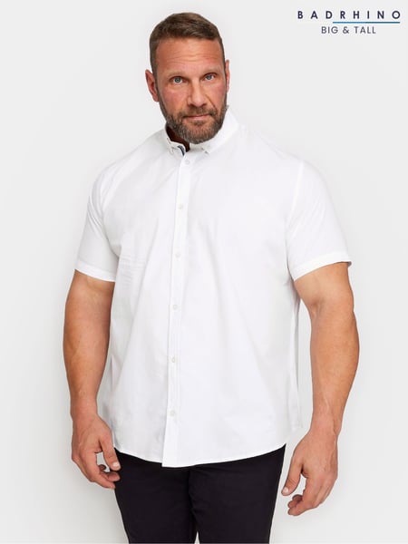 BadRhino Big & Tall White Short Sleeve 100% Cotton Poplin Shirt (Q71532) | € 37