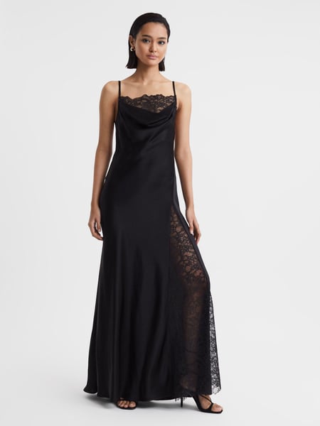 Anna Quan Satin Lace Cowl Neck Maxi Dress (Q72180) | € 1.131