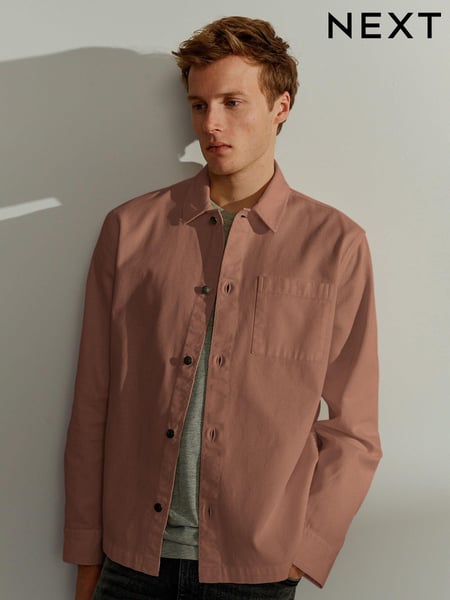 Brown Twill Single Pocket Shacket Overshirt (Q72978) | € 13