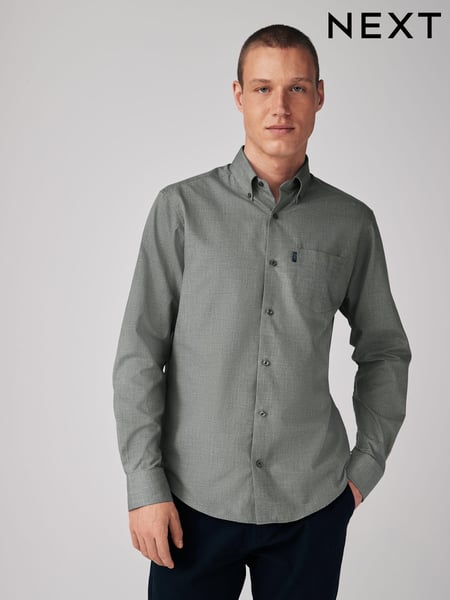 Grey Marl Regular Fit Button Down Easy Iron Oxford Shirt (Q73751) | € 36