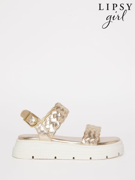 Lipsy Gold Chunky Flat Double Strap Sandal (Q74294) | € 10 - € 11