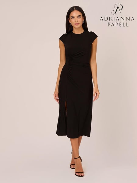 Adrianna Papell Jersey Midi Black Dress (Q74652) | € 154