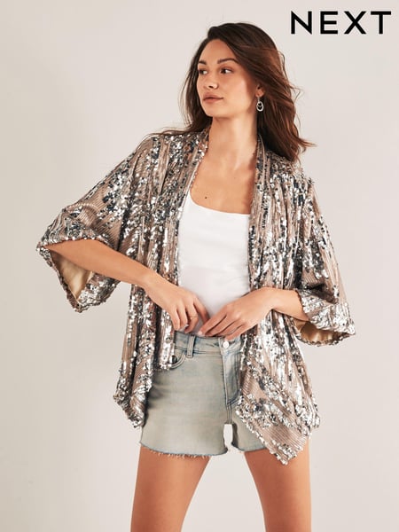 Silver Sequin Jacket Cover-Up (Q76532) | € 35