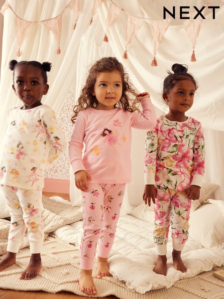 Pink/Cream Fairy Long Sleeve Snuggle Pyjamas 3 Pack (9mths-16yrs) (Q76800) | € 37 - € 50