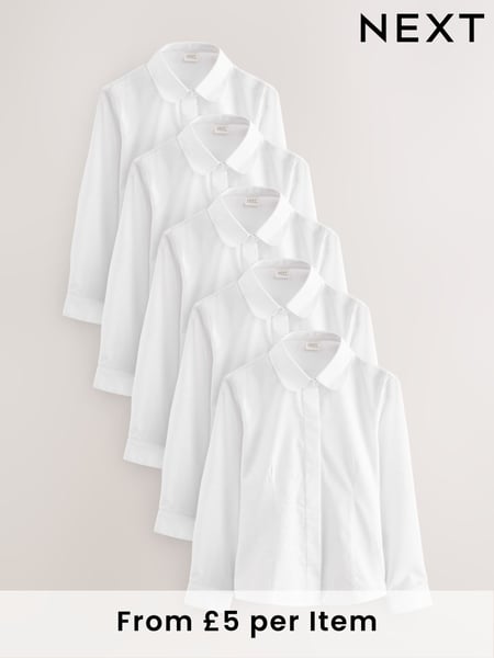 White 5 Pack Long Sleeve Fitted School Shirts (3-17yrs) (Q76810) | € 35 - € 55