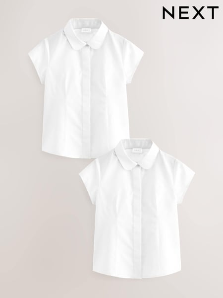 White 2 Pack Short Sleeve Fitted School Shirts (3-17yrs) (Q76811) | € 14 - € 24