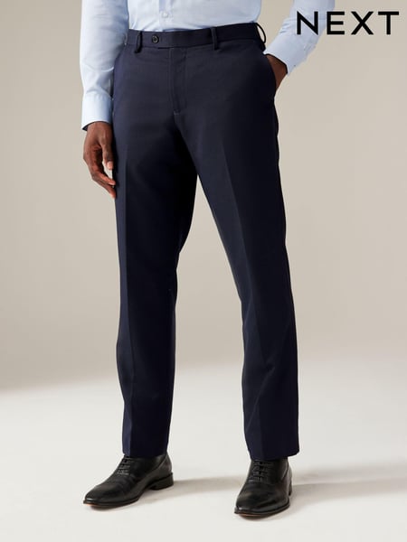 Navy Blue Regular Fit Textured Suit Trousers (Q76834) | € 52