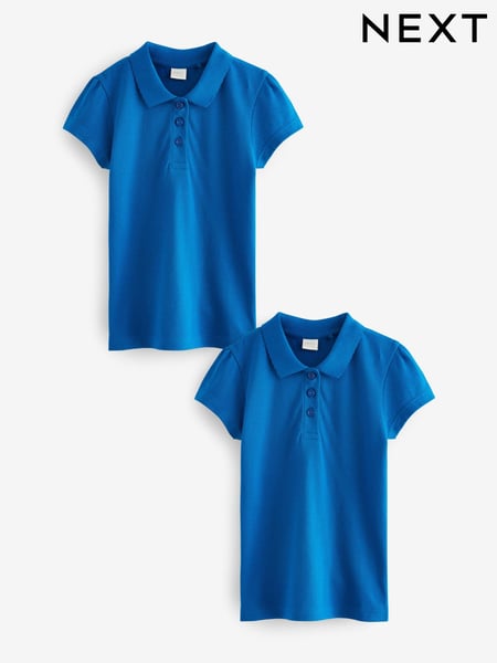 Bright Blue Regular Fit 100% Cotton Short Sleeve Polo Shirts 2 Pack (3-16yrs) (Q76843) | € 10 - € 18