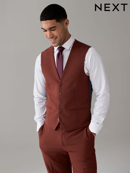 Brick Red Regular Fit Motionflex Stretch Waistcoat (Q76853) | € 12