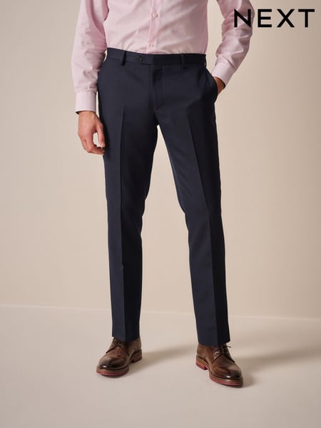 Navy Blue Slim Fit Textured Suit Trousers (Q76876) | € 52