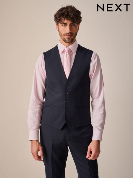 Navy Blue Textured Suit Waistcoat (Q76890) | € 60