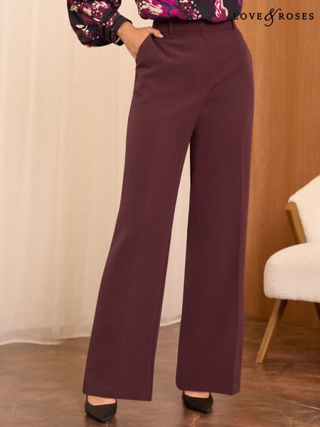 Love & Roses Red Petite High Waist Wide Leg Tailored Trousers (Q76904) | € 27
