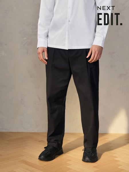 Black EDIT Wide Leg 100% Cotton Trousers (Q76983) | € 60