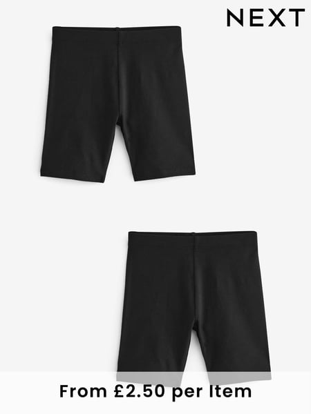 Black Longer Length 2 Pack Cotton Rich Stretch Cycle Shorts (3-16yrs) (Q77047) | € 7 - € 14