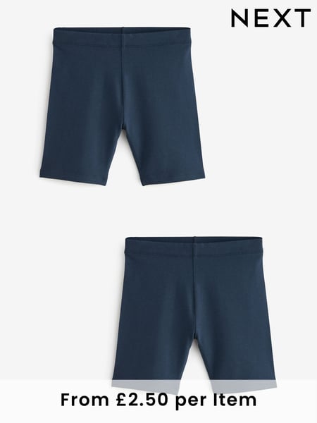 Navy Blue Longer Length 2 Pack Cotton Rich Stretch Cycle Shorts (3-16yrs) (Q77055) | € 7 - € 14