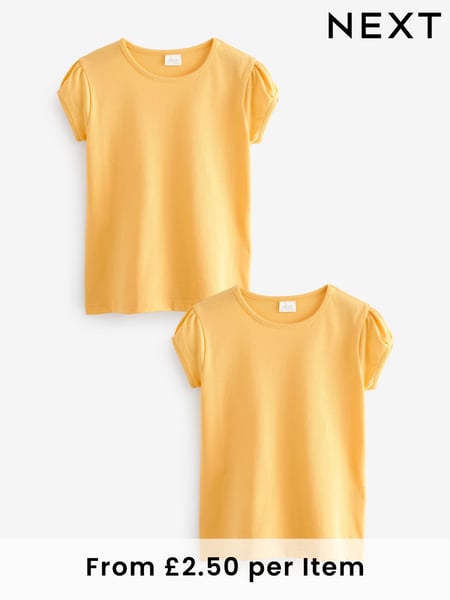 Yellow Puff Sleeve 100% Cotton T-Shirts 2 Pack (3-16yrs) (Q77102) | € 7 - € 14