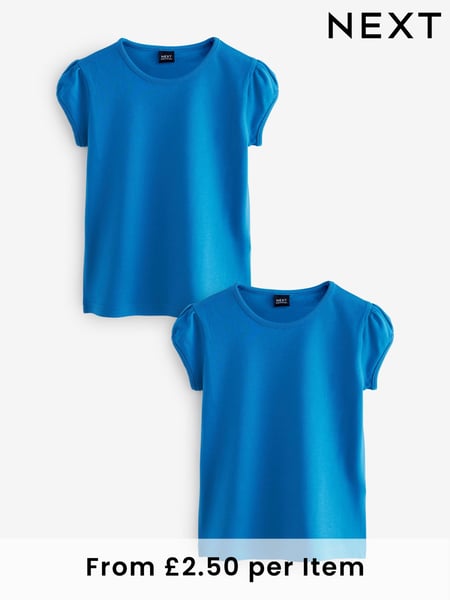 Blue Puff Sleeve 100% Cotton T-Shirts 2 Pack (3-16yrs) (Q77105) | € 7 - € 14