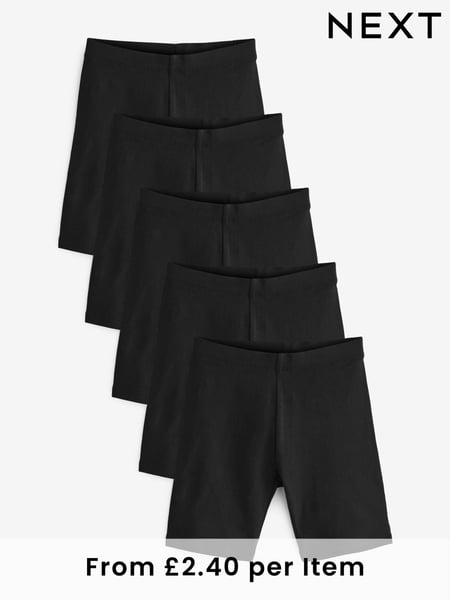 Black Longer Length 5 Pack Cotton Rich Stretch Cycle Shorts (3-16yrs) (Q77111) | € 17 - € 31
