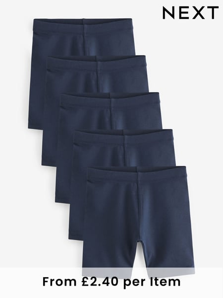 Navy Blue Longer Length 5 Pack Cotton Rich Stretch Cycle Shorts (3-16yrs) (Q77117) | € 17 - € 31