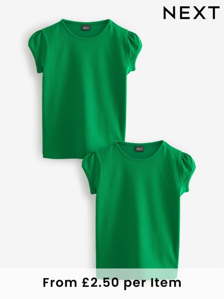 Green Puff Sleeve 100% Cotton T-Shirts 2 Pack (3-16yrs) (Q77127) | € 7 - € 14