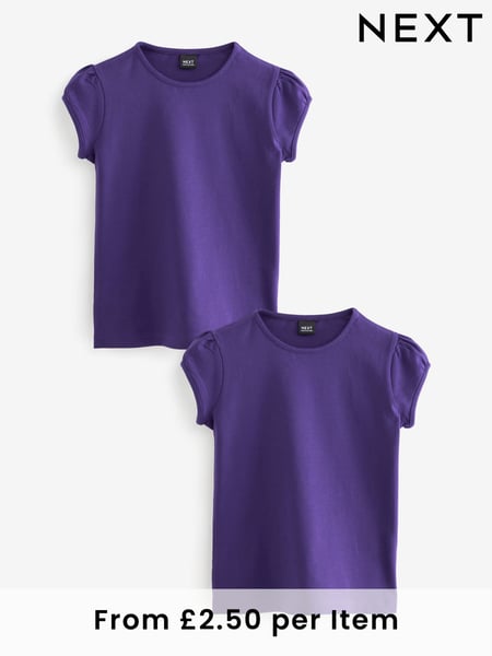 Purple Puff Sleeve 100% Cotton T-Shirts 2 Pack (3-16yrs) (Q77137) | € 7 - € 14