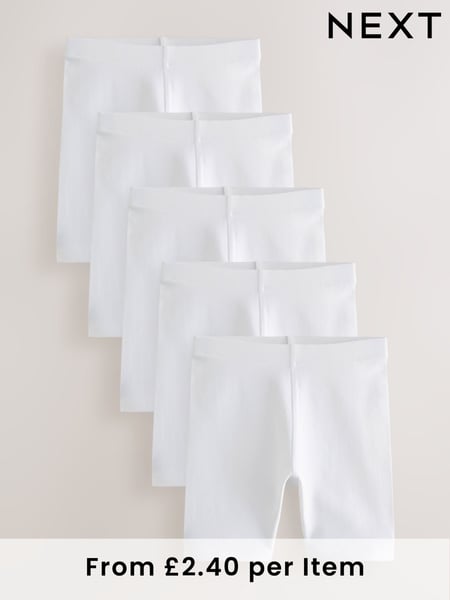 White Longer Length 5 Pack Cotton Rich Stretch Cycle Shorts (3-16yrs) (Q77149) | € 17 - € 31