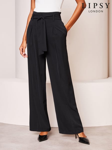 Lipsy Black Belted Wide Leg Trousers (Q77450) | € 45