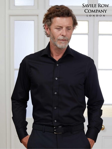 Savile Row Company Slim 100% Cotton Fine Twill Single Cuff Formal Shirt (Q77756) | € 86